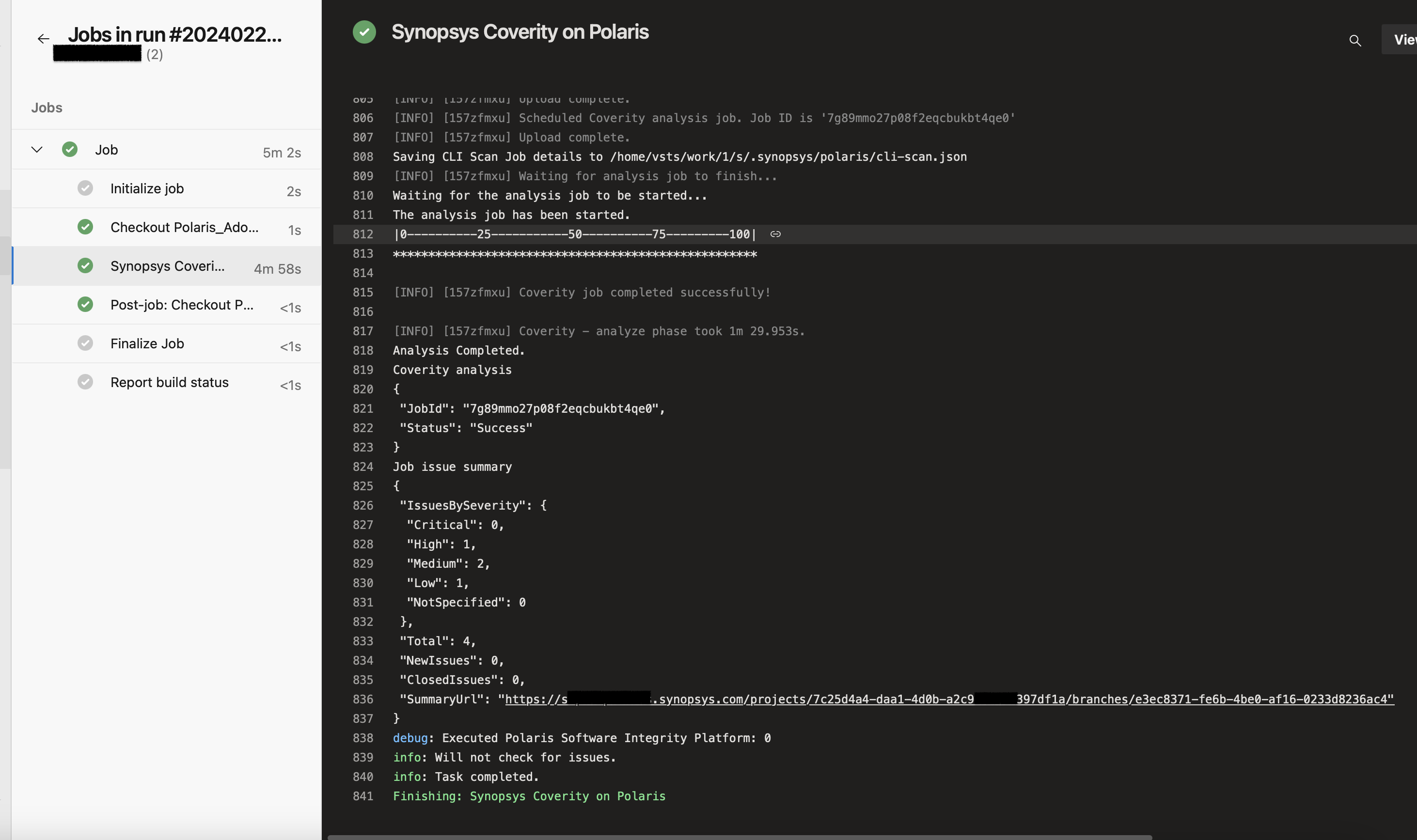 Build passes with issues example